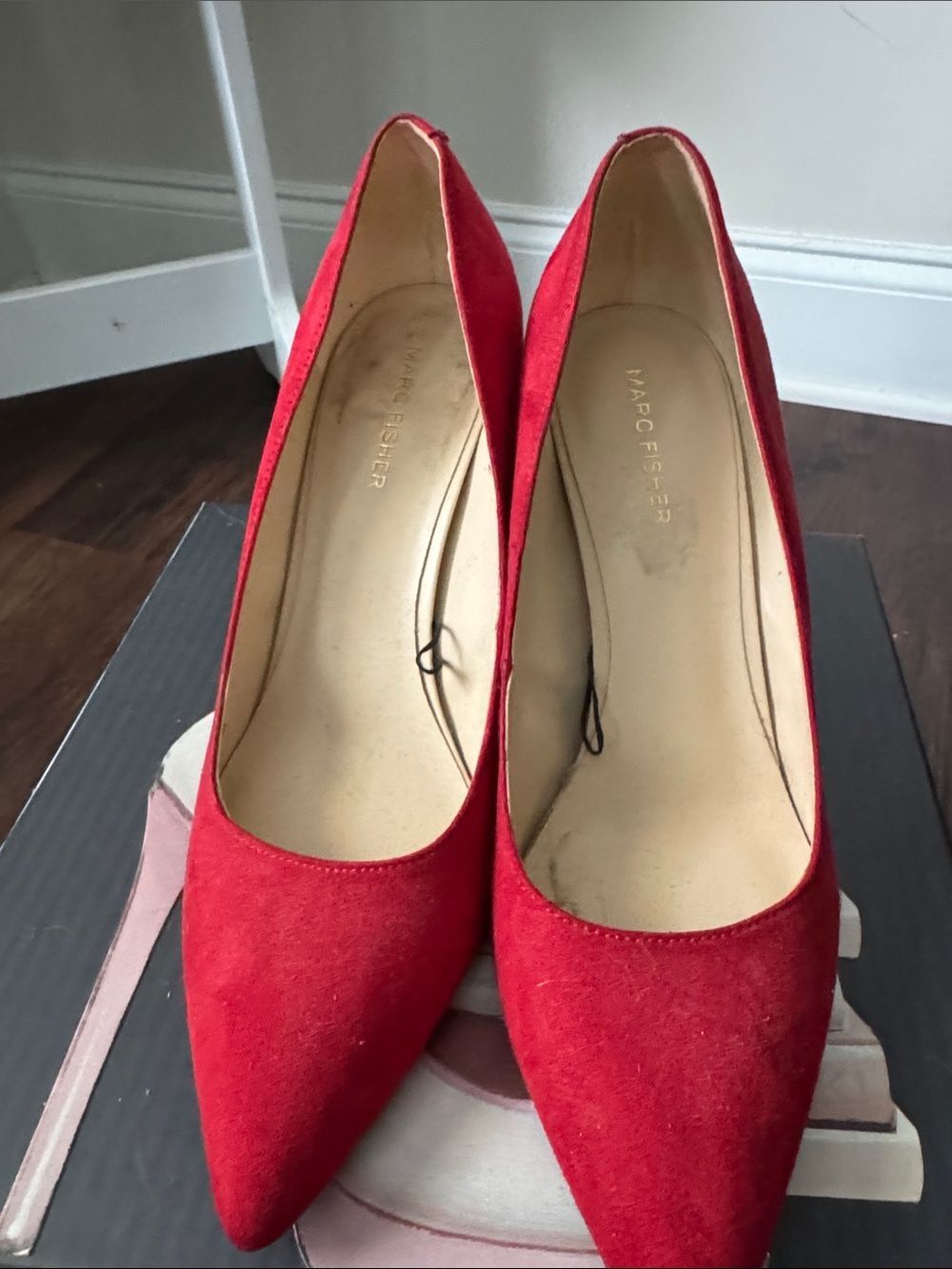 Marc Fisher Red Suede Pointed Toe Pumps